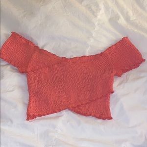 Pink cross body crop top